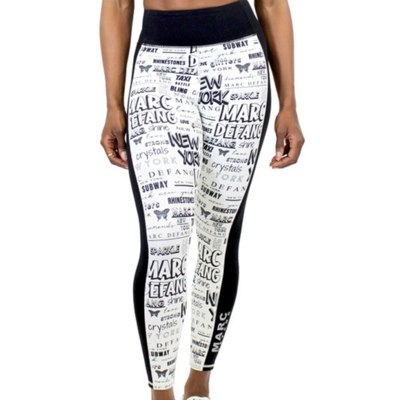New Marc Defang NYC White Graffiti Athletic Leggings - S - Picture 1 of 4